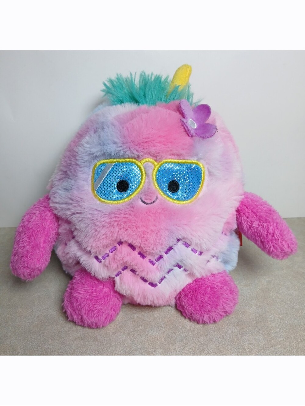 Bum Bumz by Russ Pink Drink Smoothie Plush Tie Dye Sunglasses Weighted 8" Toy